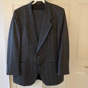 Nino Cerruti Men's 2pc Suit 100% Wool Charcoal Pinstripe 2 Button Rue Royale USA